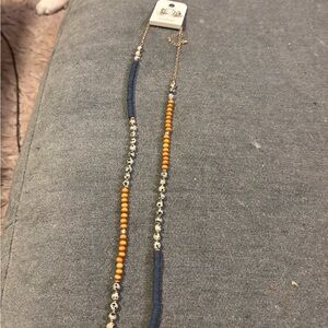 Elegant Blue and Orange Beaded Necklace